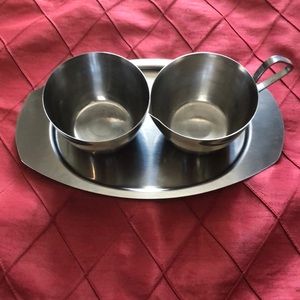 Kingsford Vintage Stainless Steel Creamer & Sugar Bowl with Platter